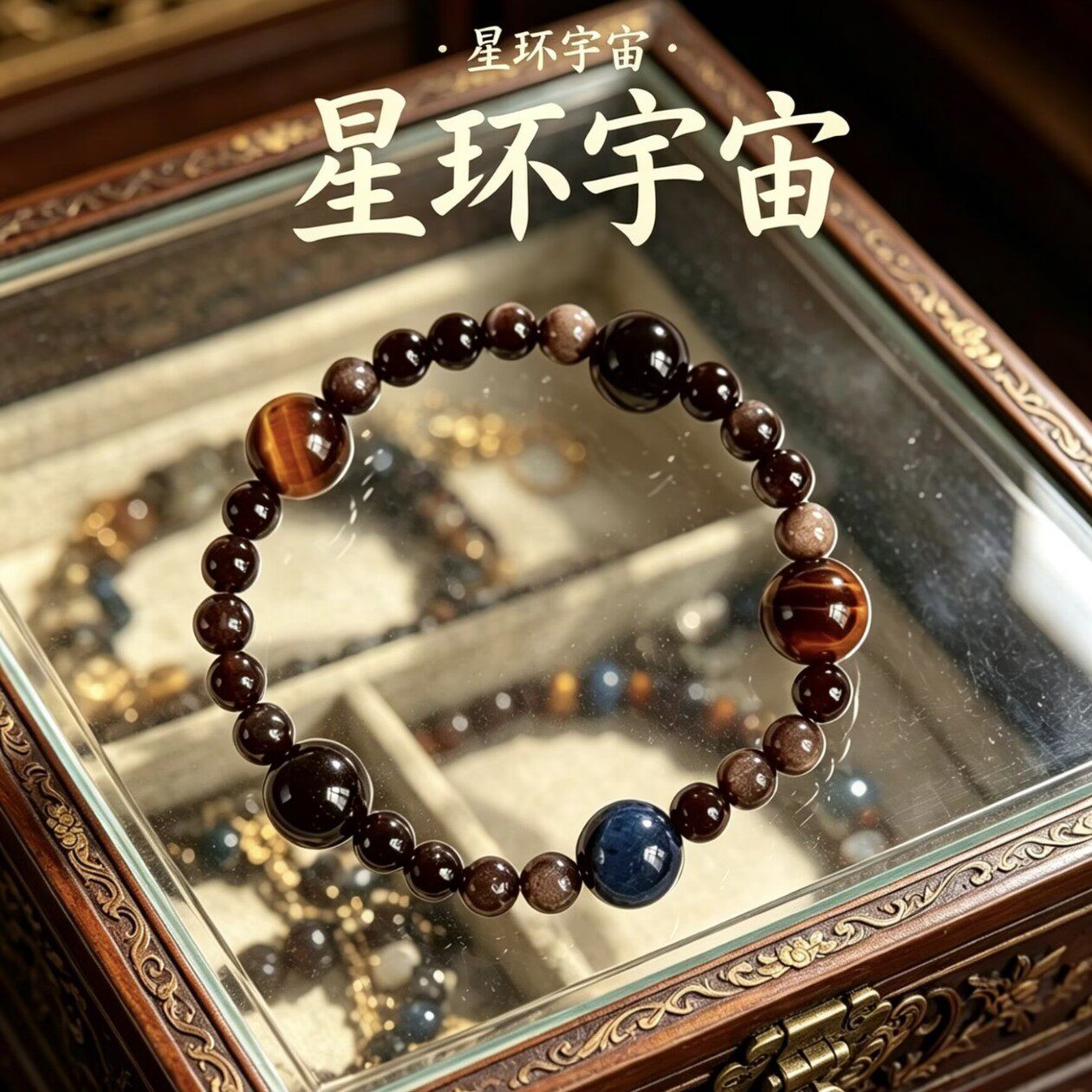 2026天然银曜石手串红虎眼蓝虎眼石男女复古手链百搭星球系列时尚