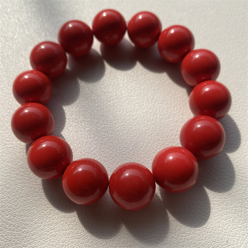 原创国潮红色朱砂经典古风男女同款百搭手串佛珠复古手链14mm款