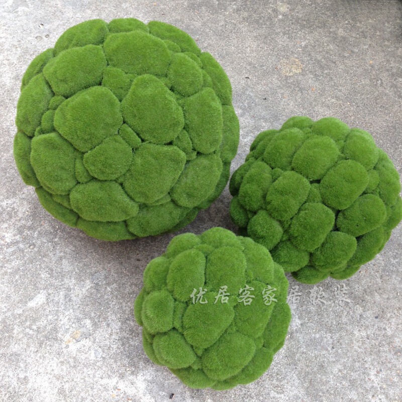 仿真青苔植毛草球圆球 简约家居酒店商场装饰落地花瓶配饰