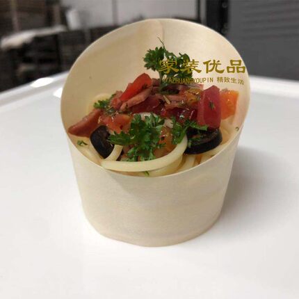 木质斜口杯 西点盒 凉菜餐前小食碟 晏会自助餐一次性点心 沙拉盒
