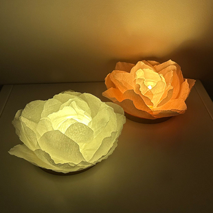 环保纸质荷花灯节日水灯中秋许愿灯安全蜡烛荷花灯汉服文化节花灯