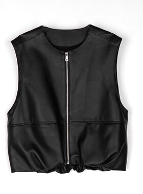 YISHU百搭设计师微阔绵羊皮休闲马甲女款88277