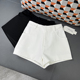 女秋冬a字黑色显瘦休闲西装 短裤 热裤 丁妮妮自制高腰白色短裤 靴裤