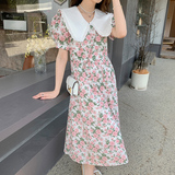 【新款】22夏温柔风浪漫粉色碎花长裙ZB129-2380P115控168，女装连衣裙，浙宝129