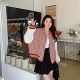 现货！红格小香风拼接棒球服2D079-8030P145控198，女装短外套，浙宝129