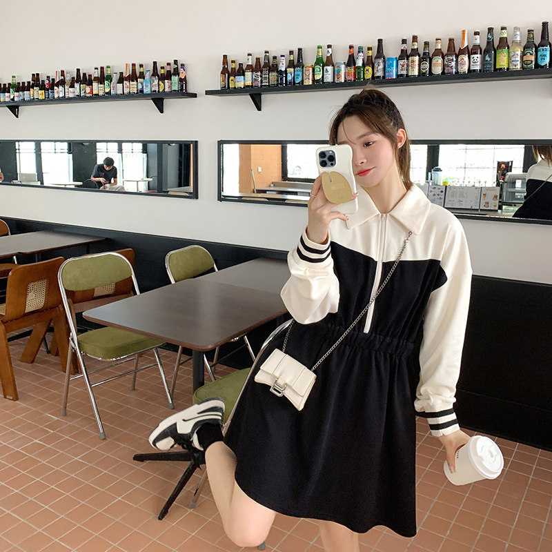 【现货】高色牢度polo不挑人撞色卫衣裙2D079-8002P115控168,女装连衣裙,浙宝129