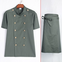 Зеленая футболка, фартук, короткий рукав