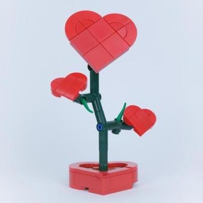 小颗粒积木电子版搭建步骤图纸情人节爱心花MOC-138040