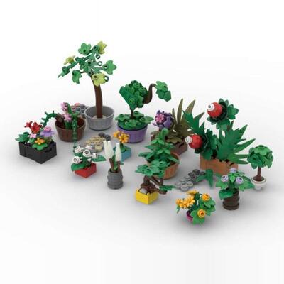 小颗粒积木电子版搭建步骤图纸盆栽植物 MOC-178440