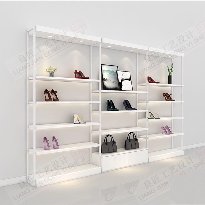 鞋店鞋架男女童鞋包包货架实木铁艺带灯落地多层鞋架展架店铺专用