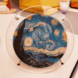 圆型亚克力画框定制透明拼图字画刺绣相框挂墙摆台DIY装裱定制