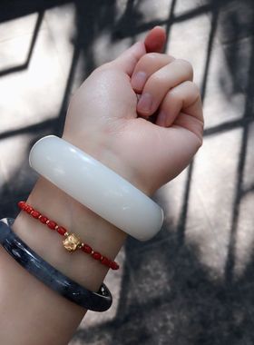 一朵时光 保真嫁妆镯和田玉羊脂白玉宽版手镯 『归期可期』