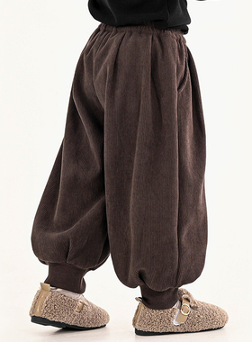 MINIKIDO/女童加绒加厚裤子冬季2025新款美式巴恩风儿童灯笼裤男