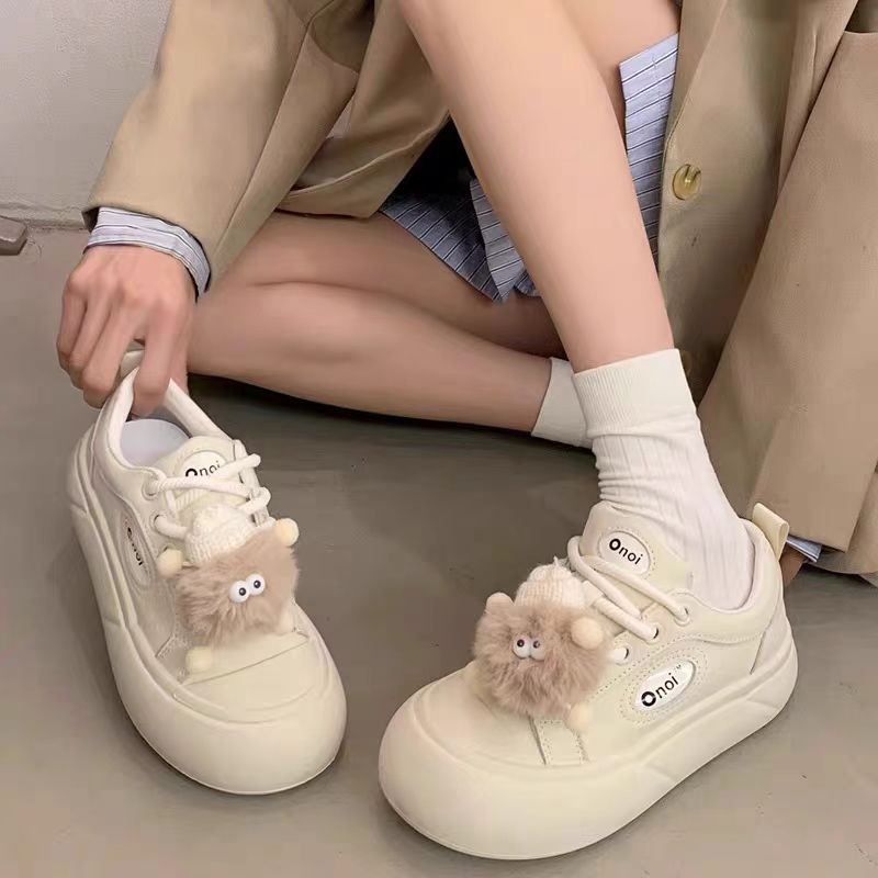大头丑萌面包鞋女2025年秋季新款厚底小白鞋休闲百搭运动板鞋子
