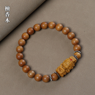 檀香木手串雕刻妈祖配饰男女芭比檀香手链精致木雕佛珠文玩饰品