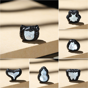 沉香木葫芦镶嵌白贝母配件女DIY个性饰品佛珠手串项链隔珠配饰XG