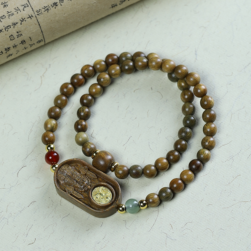 绿檀木DIY雕刻扎基拉姆佛珠手串