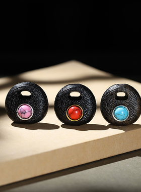 沉香木无相镶嵌钱袋diy配件