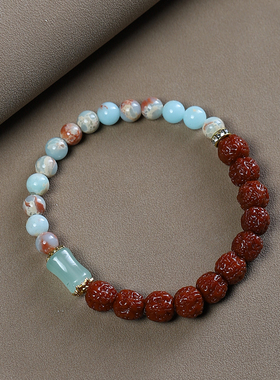 小金刚拼接寿山石菩提手链单圈