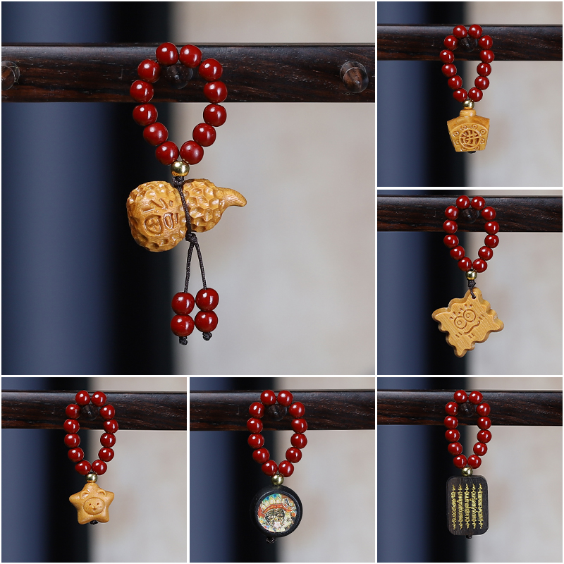 朱砂盘玩手捻绕指盘串本命年挂坠