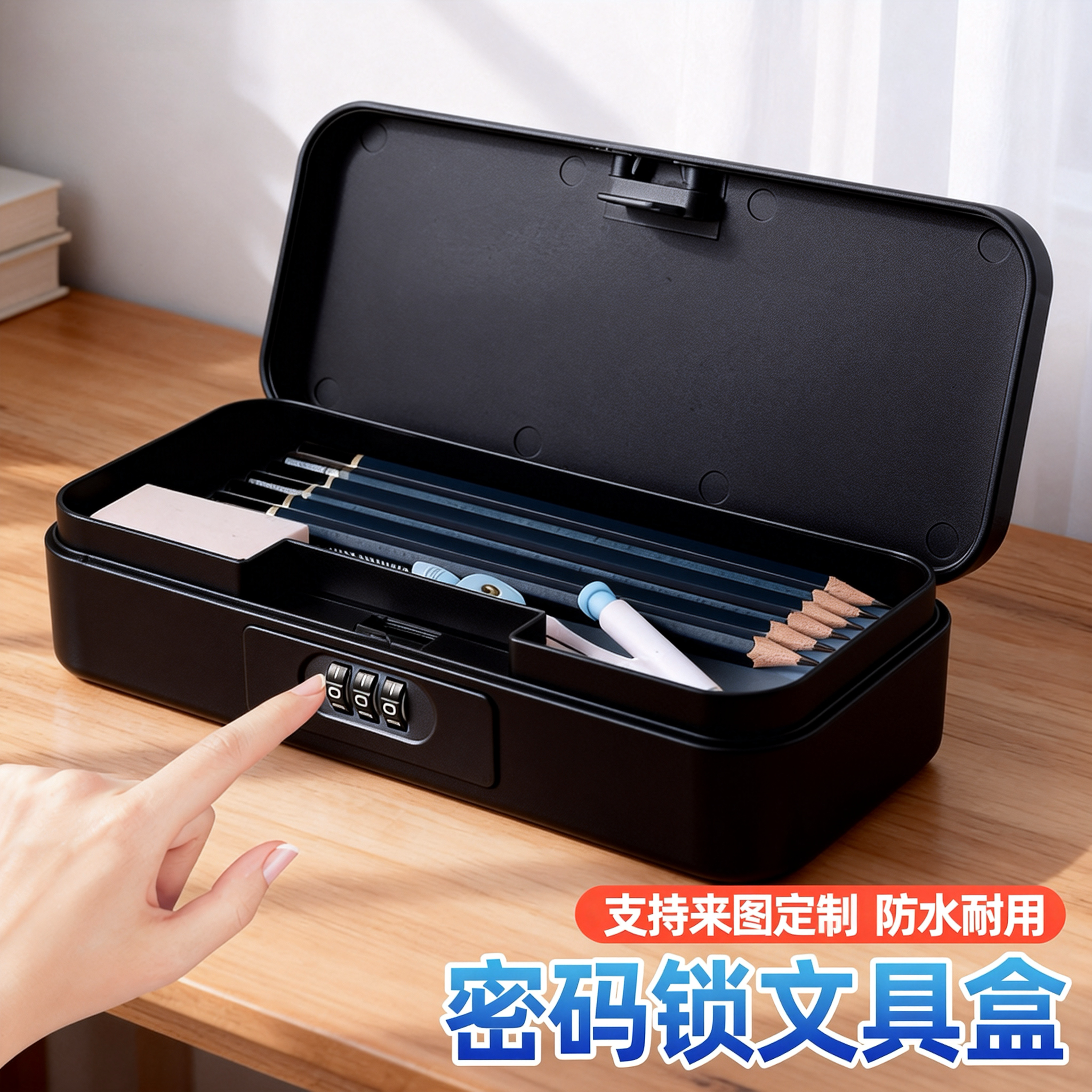 麦咪熊密码锁大容量文具盒