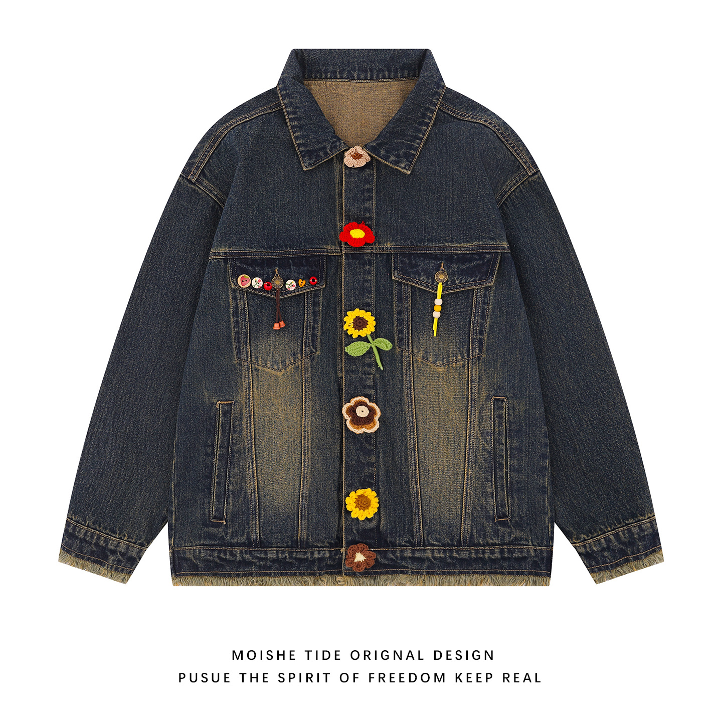 美式复古做旧小众设计感牛仔外套