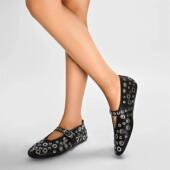 洞洞鞋 春夏平底单鞋 欧美时尚 大码 舒适扣带鞋 眼女士低跟工作鞋