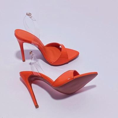 新款 欧美时装凉鞋尖头细跟红色带女鞋大码 sandals heels 4