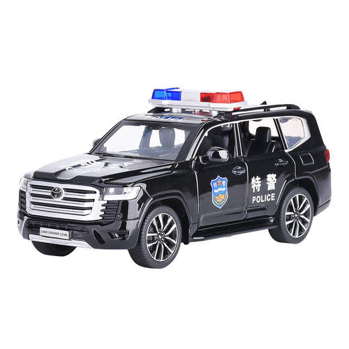 新款 1:32合金丰田兰德酷路泽警车模型摆件声光玩具越野男孩
