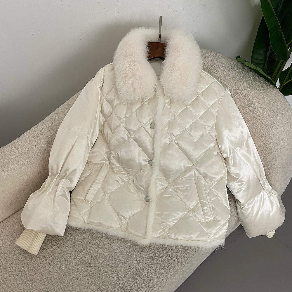女装女款高端女90白鸭绒缎面新中式女士短款羽绒服女高级感长袖