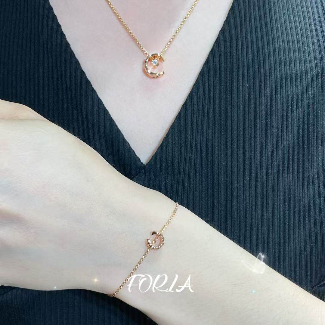 水冰月C字母项链手链套装925银镀18K女轻奢小众设计高级感锁骨链,饰品/流行首饰/时尚饰品新,银饰手链,淘宝优惠券,粉丝福利购,淘宝优惠卷