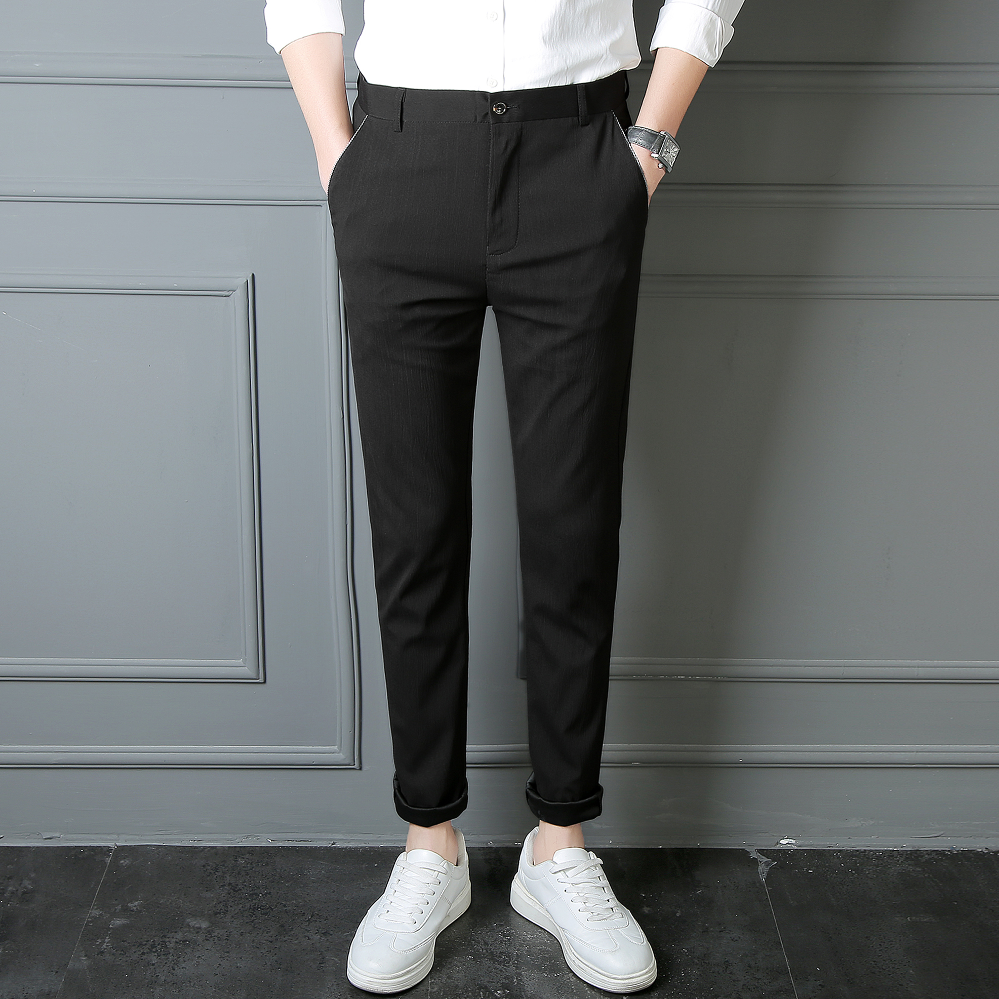 Summer thin nine-cent trousers men's casual trousers men's suit pants young Korean version of slim trousers business trousers