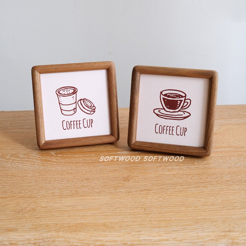 迷你小摆画胡桃木咖啡角装饰