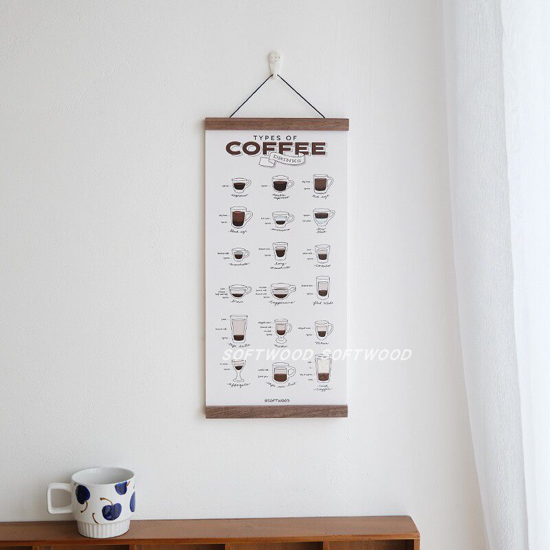 装饰挂轴|咖啡角装饰 咖啡种类图示 ins风 装饰画挂画 coffeebar