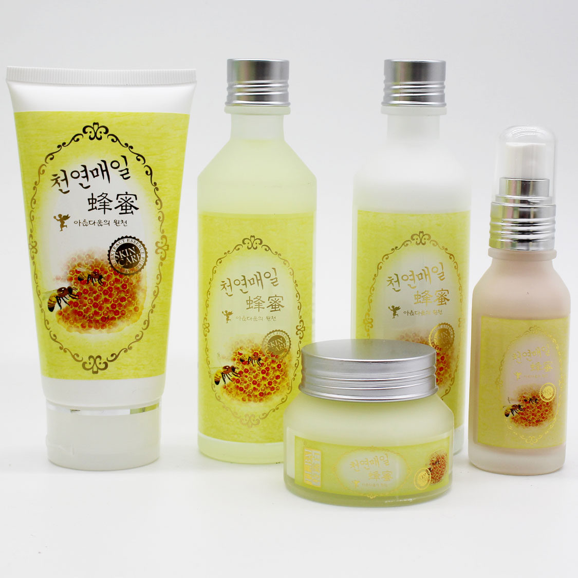 特露白蜂蜜系列五件套 洁面水乳霜粉底 净透补水细肤隐形保湿面霜