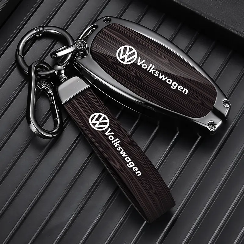 适用大众11-18款途锐老款钥匙套进口汽车大众途锐金属扣一键启动