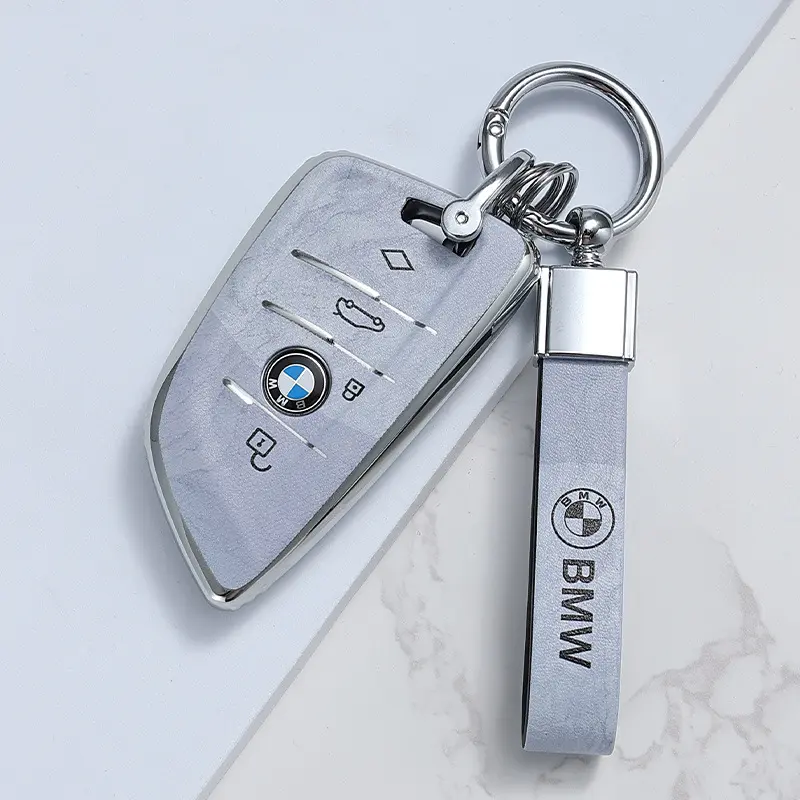 适用宝马5系TPU全包钥匙套大理石纹3系x3/x1/x5/x7刀锋保护壳包扣