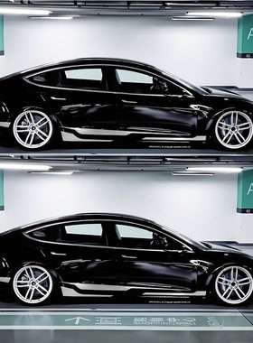 适用于特斯拉Model 3汽车贴纸，上拉车身贴纸，汽车侧裙，个性化