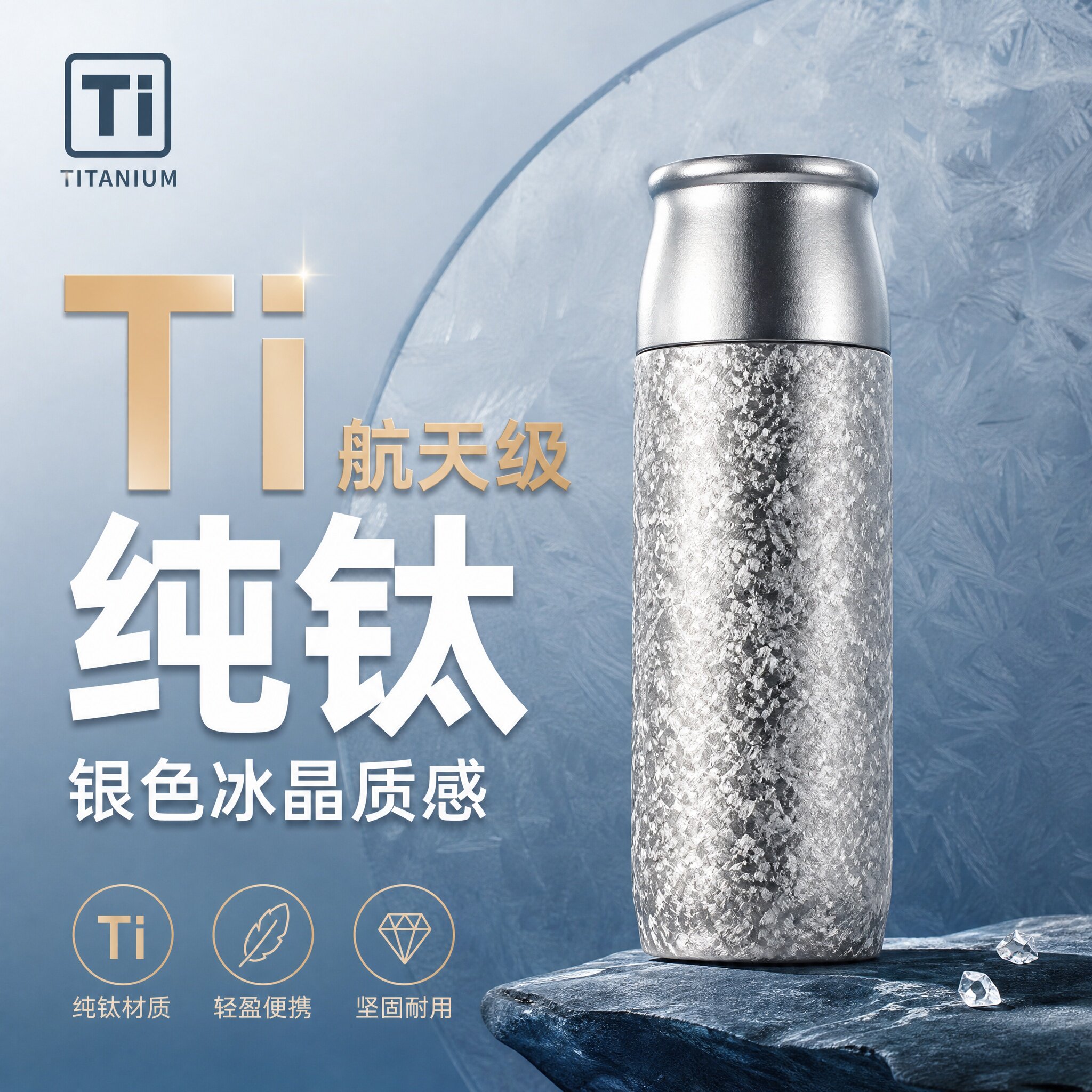 纯钛露营杯便携折叠柄咖啡杯野外煮水保温车载随身钛水杯