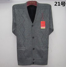 Mùa xuân và Mùa Thu Cha Nam Trung Niên của Nam Giới Vest Vest Người Già V-Cổ Áo Len Đan Cardigan Vai