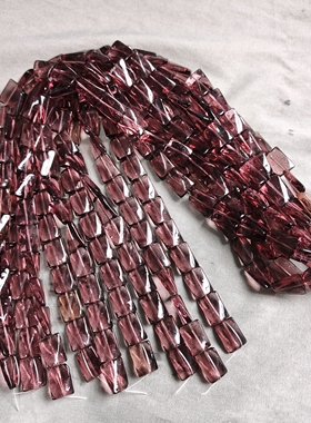 s110 11x15紫色扭型玻璃扁珠10条