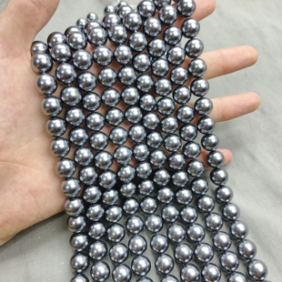 H045 12mm灰色贝珠一条