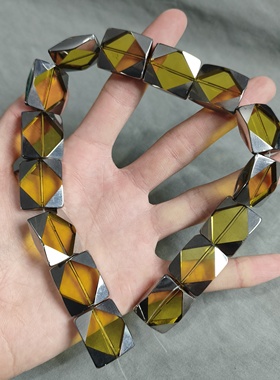 s146 20x24黄色银边玻璃扁珠一条