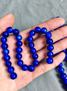 s192 10mm宝蓝色银箔琉璃珠一条 有点色差