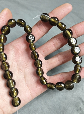 s142 13mm灰色银箔琉璃珠一条