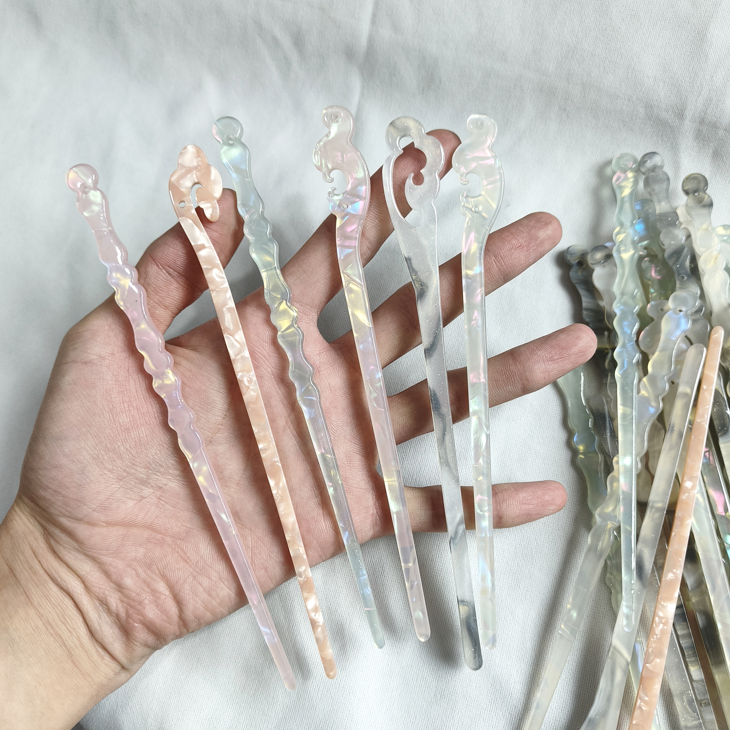 9036 18cm幻彩醋酸树脂发簪多款式随机10个 不止图片款式