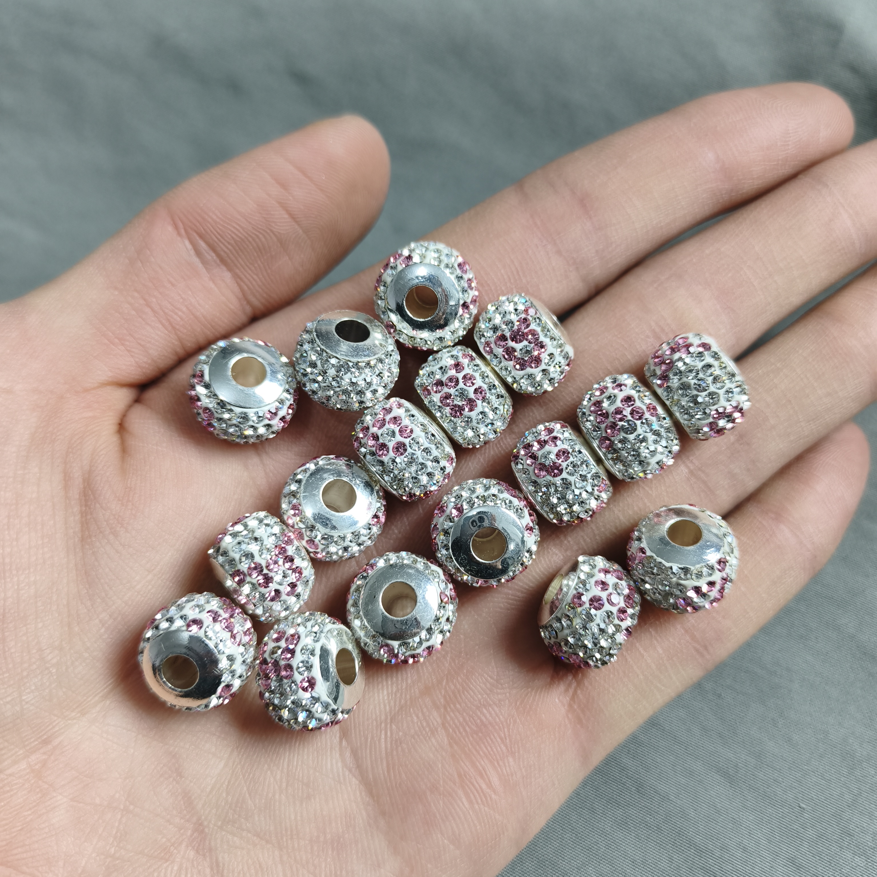 934 14mm合金镶钻隔珠一份17颗 孔4mm