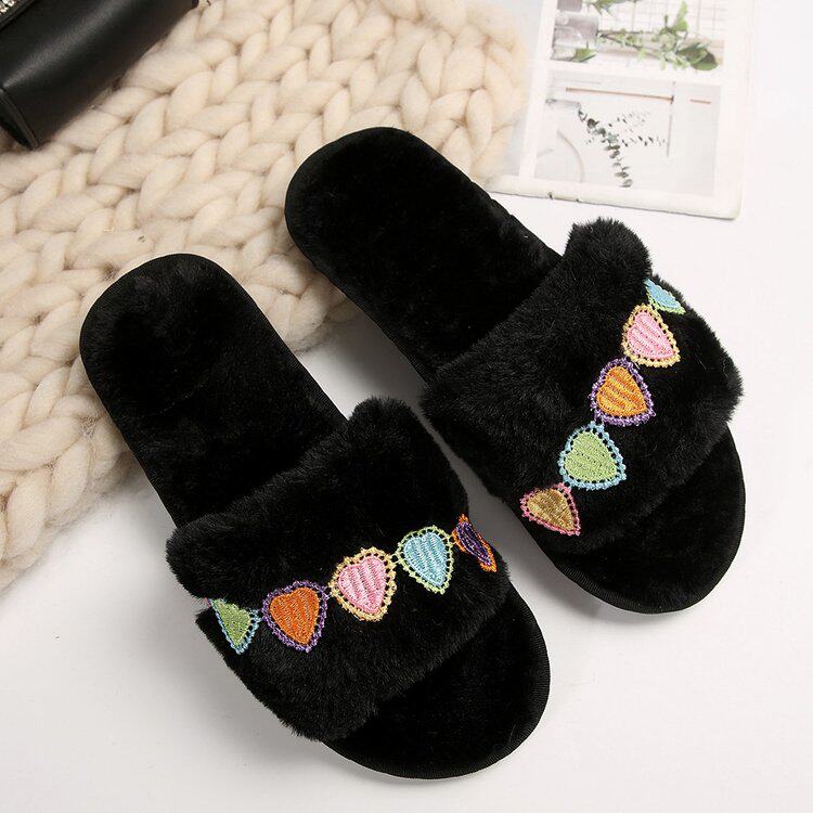 毛毛拖鞋女外穿2024新款韩版ins潮鞋秋冬糖果色开口蝴蝶棉拖鞋女