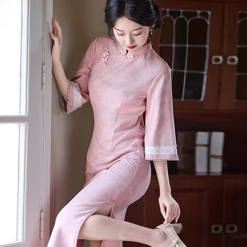 宝宝周岁宴妈妈礼服中式大码秋冬长袖年轻款宝妈百日穿搭平时可穿