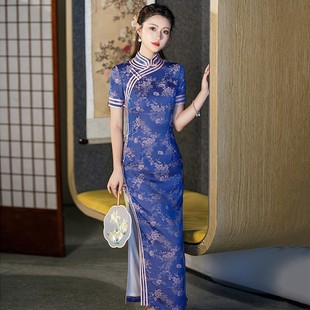 海派旗袍老上海风民国风大小姐高档春夏款长款走秀老上海军阀太太